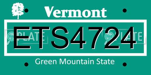 ETS4724 Vermont License Plate
