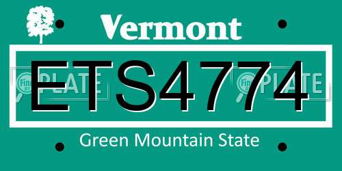 ETS4774 Vermont License Plate
