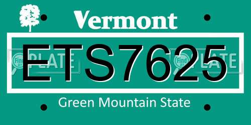 ETS7625 Vermont License Plate