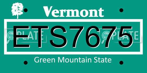 ETS7675 Vermont License Plate