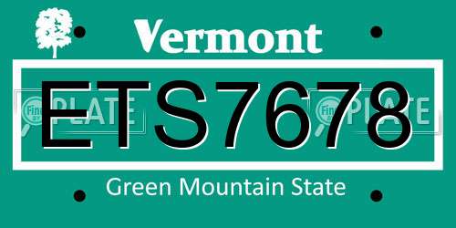 ETS7678 Vermont License Plate