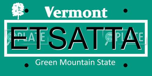 ETSATTA Vermont License Plate