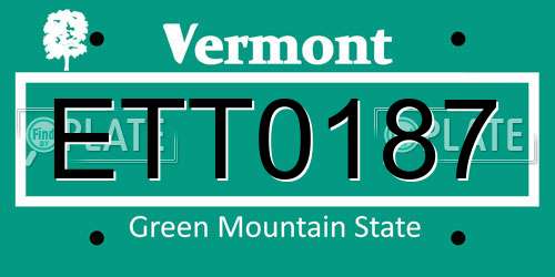 ETT0187 Vermont License Plate
