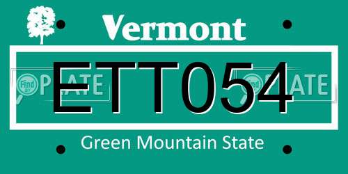 ETT054 Vermont License Plate