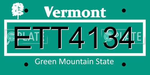 ETT4134 Vermont License Plate