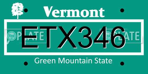 ETX346 Vermont License Plate