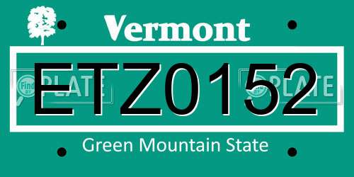 ETZ0152 Vermont License Plate