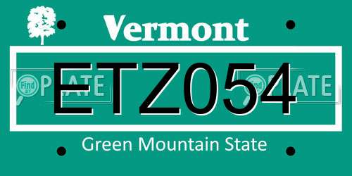 ETZ054 Vermont License Plate
