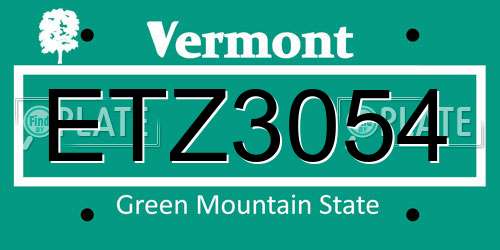 ETZ3054 Vermont License Plate