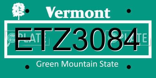ETZ3084 Vermont License Plate