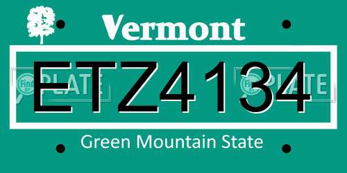 ETZ4134 Vermont License Plate