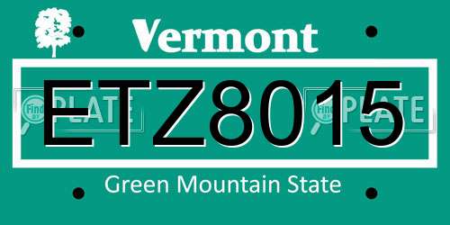 ETZ8015 Vermont License Plate