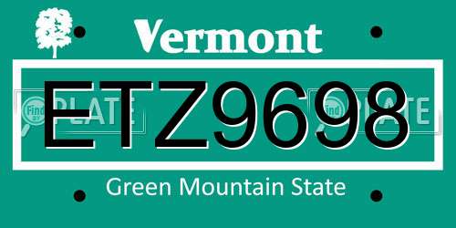 ETZ9698 Vermont License Plate