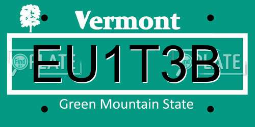 EU1T3B Vermont License Plate