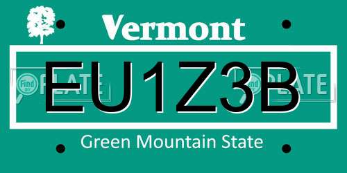 EU1Z3B Vermont License Plate
