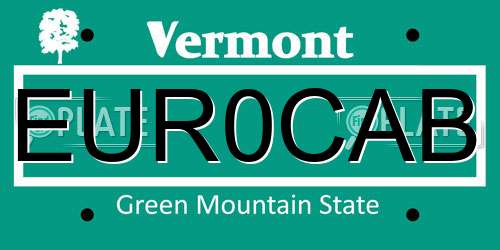 EUR0CAB Vermont License Plate