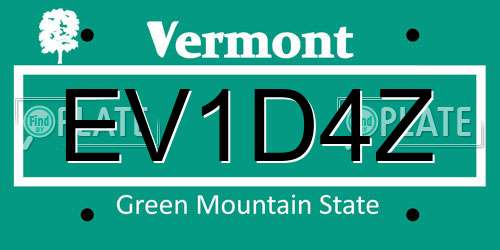 EV1D4Z Vermont License Plate