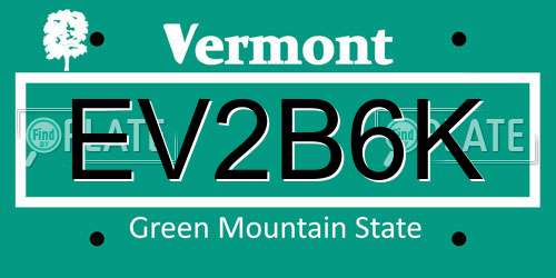 EV2B6K Vermont License Plate