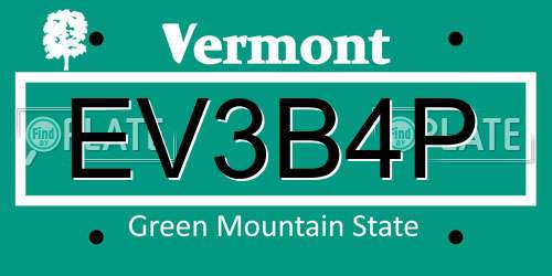 EV3B4P Vermont License Plate