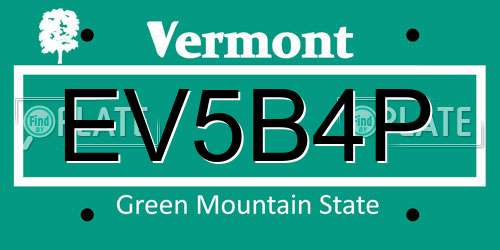 EV5B4P Vermont License Plate