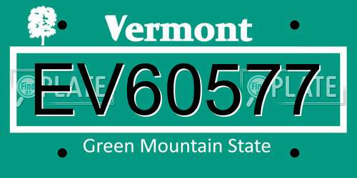 EV60577 Vermont License Plate