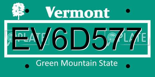 EV6D577 Vermont License Plate