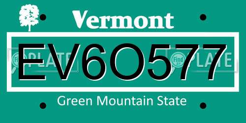 EV6O577 Vermont License Plate
