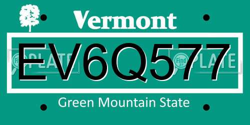 EV6Q577 Vermont License Plate