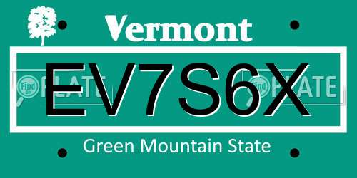 EV7S6X Vermont License Plate
