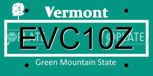 EVC10Z Vermont License Plate