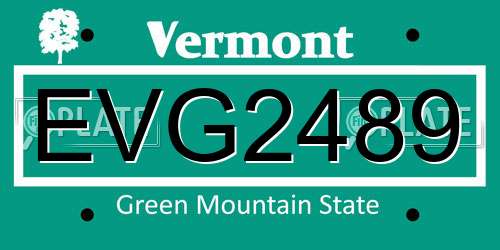 EVG2489 Vermont License Plate