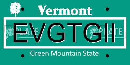 EVGTGII Vermont License Plate