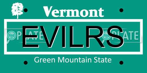 EVILRS Vermont License Plate