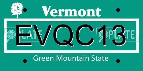 EVQC13 Vermont License Plate