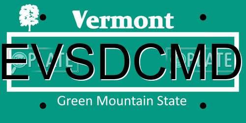 EVSDCMD Vermont License Plate
