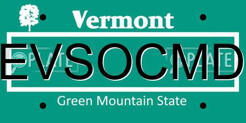 EVSOCMD Vermont License Plate
