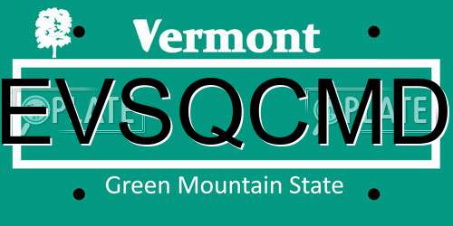 EVSQCMD Vermont License Plate