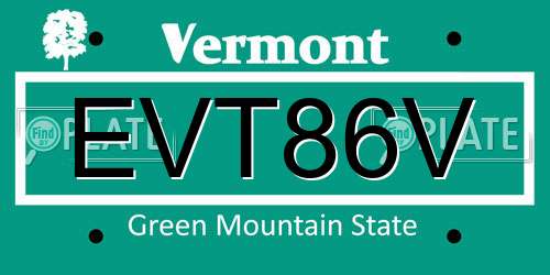EVT86V Vermont License Plate