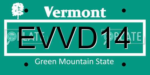 EVVD14 Vermont License Plate