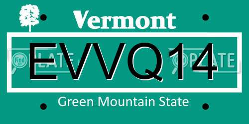 EVVQ14 Vermont License Plate
