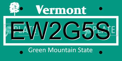 EW2G5S Vermont License Plate