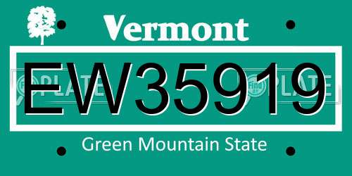 EW35919 Vermont License Plate