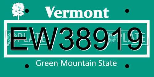 EW38919 Vermont License Plate