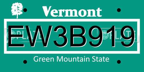 EW3B919 Vermont License Plate