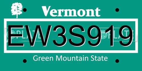 EW3S919 Vermont License Plate