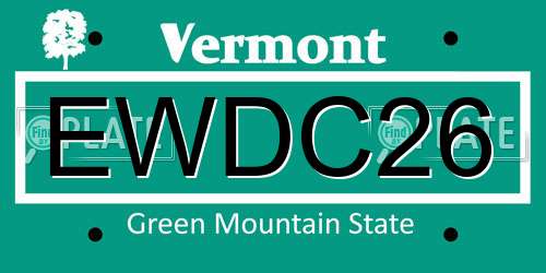 EWDC26 Vermont License Plate