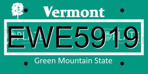 EWE5919 Vermont License Plate