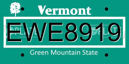 EWE8919 Vermont License Plate