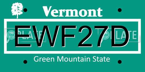 EWF27D Vermont License Plate
