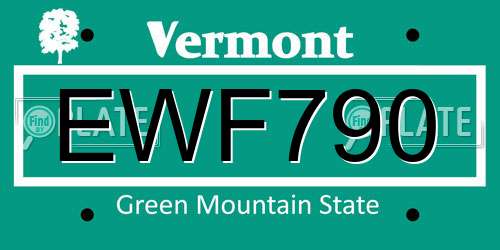 EWF790 Vermont License Plate